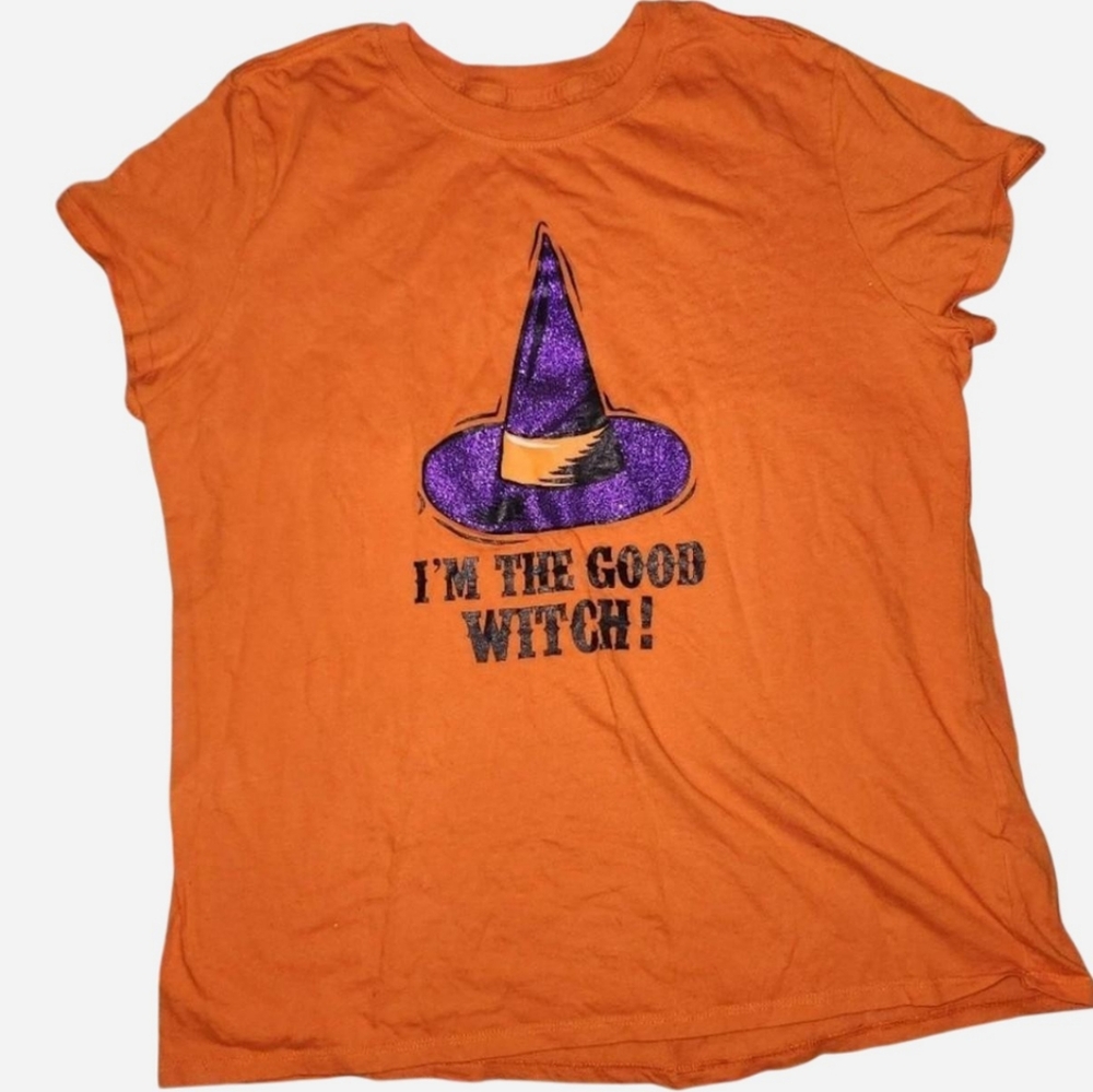 Vintage Orange Witch Halloween Top